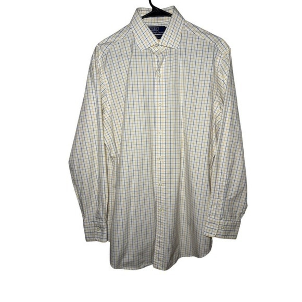 Polo Ralph Lauren Regent Classic Fit Shirt White Yellow Blue Check Size 16 32/33